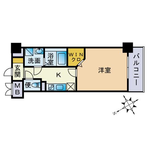 LUXCAS香椎浜(1K/4階)の間取り写真