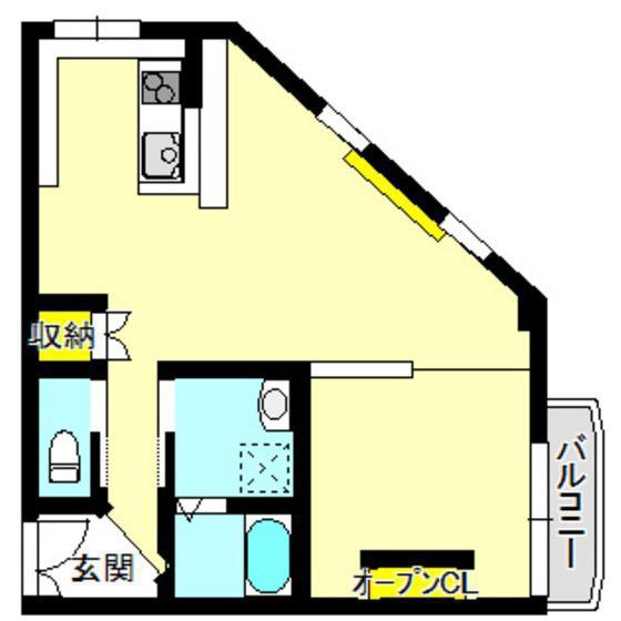 ヴィラ前橋(ワンルーム/3階)の間取り写真