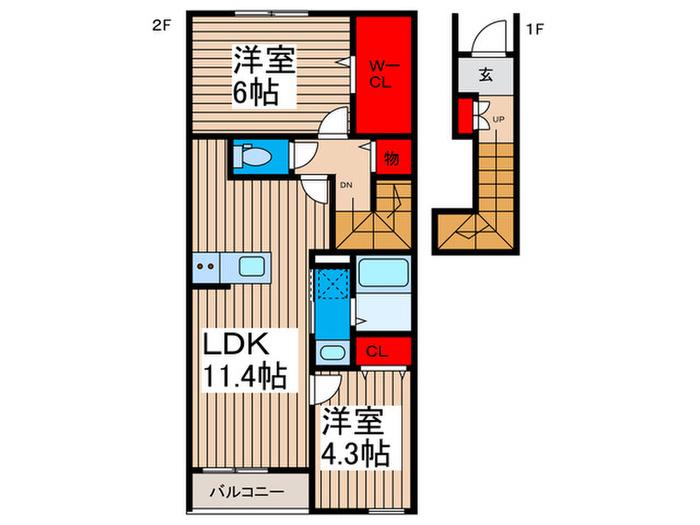 リーブルファイン足立辰沼(2LDK/2階)の間取り写真