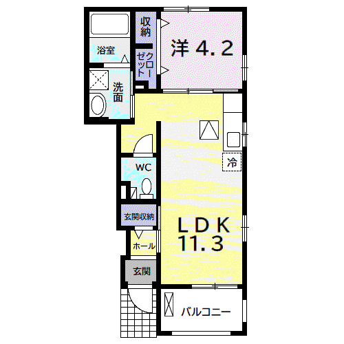 モンターニュ(1LDK/1階)の間取り写真