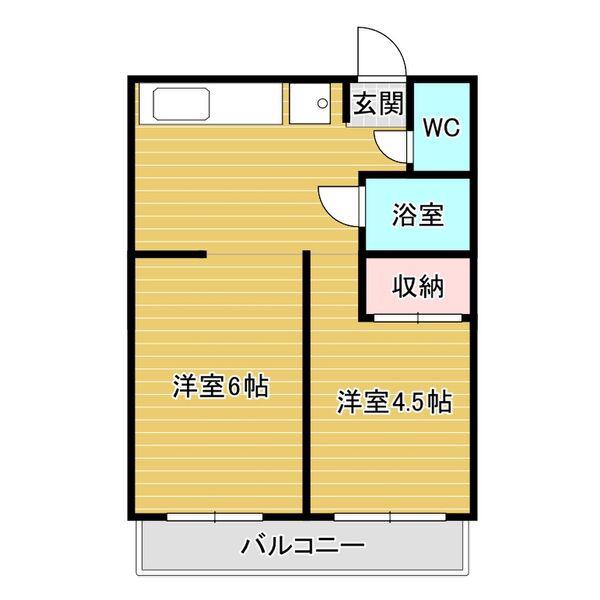 TZ赤見(2DK/1階)の間取り写真