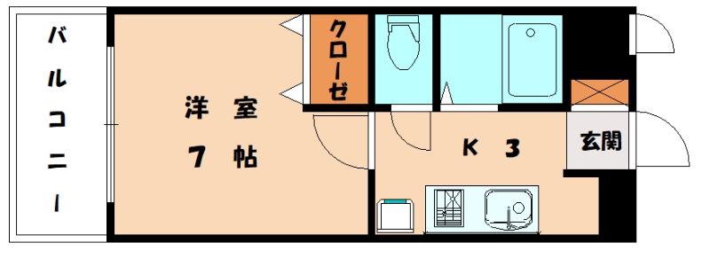ハクウンII(1K/4階)の間取り写真