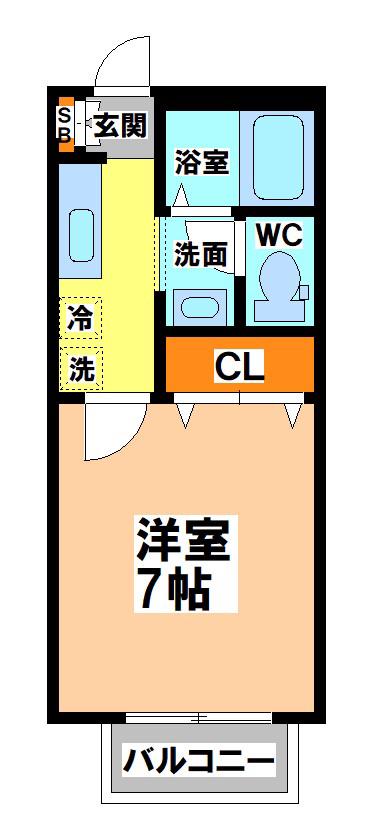 シェーネ武蔵野(1K/2階)の間取り写真