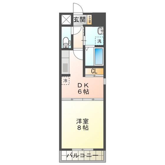 AMENITY大井手(1DK/4階)の間取り写真
