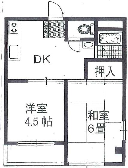 三愛千石ビル(2DK/1階)の間取り写真