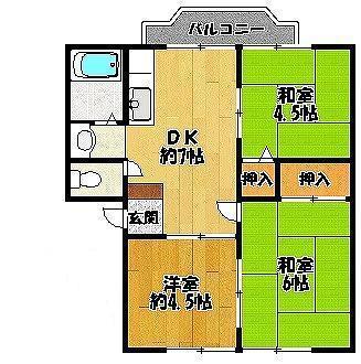 グリーンハイツ(3DK/2階)の間取り写真