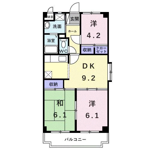 エミネンス深井(3DK/3階)の間取り写真