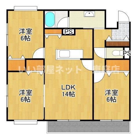 オーキッド(3LDK/4階)の間取り写真