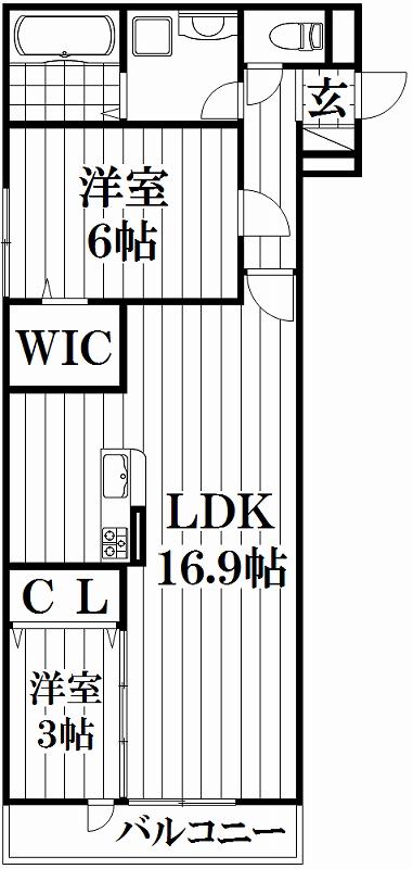 ヴェルドミール(2LDK/2階)の間取り写真