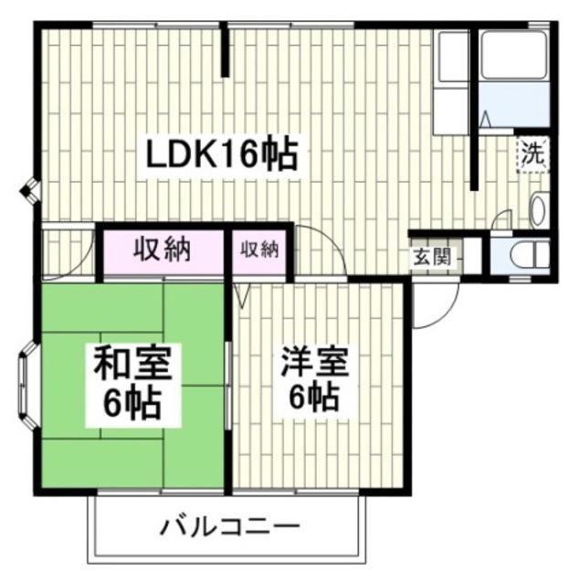 田園ハイツ G棟(2LDK/1階)の間取り写真