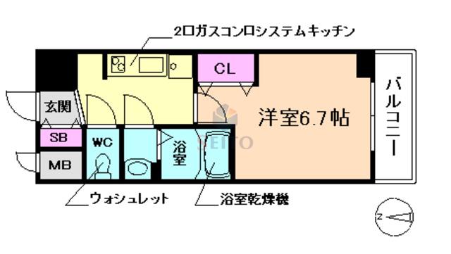 レシオス新大阪ノース(1K/3階)の間取り写真
