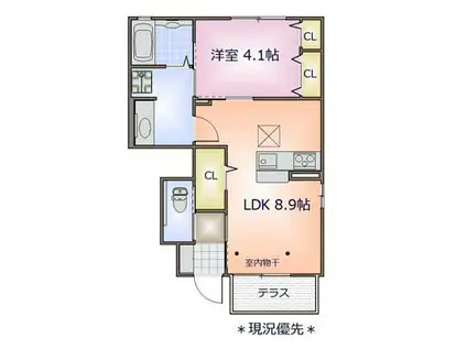 クレセール 1F(1LDK/1階)の間取り写真