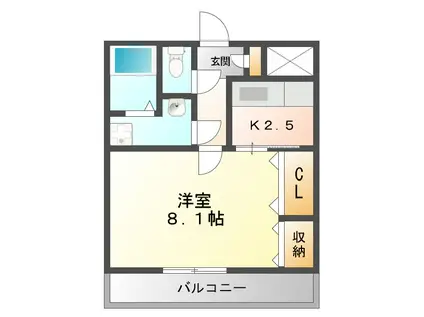 エマーブル矢橋(1K/2階)の間取り写真