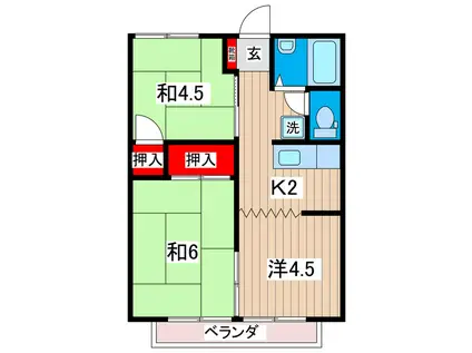 メゾン成和(3K/2階)の間取り写真