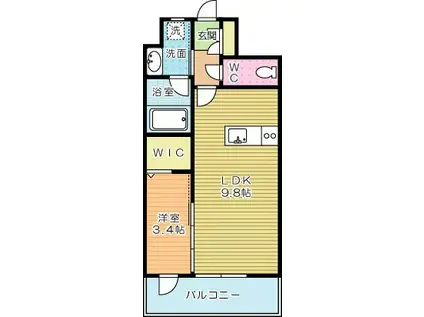 デザイナープリンセス旦過(1LDK/6階)の間取り写真