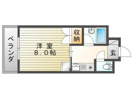 カサデエストディアンテII(1K/4階)の間取り写真