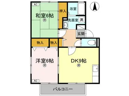 ハイツセリュー III棟(2DK/2階)の間取り写真