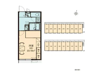 グリーンハート(1K/1階)の間取り写真