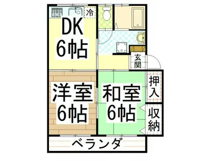 センチュリーハイツ涼 (2DK/1階)の間取り写真