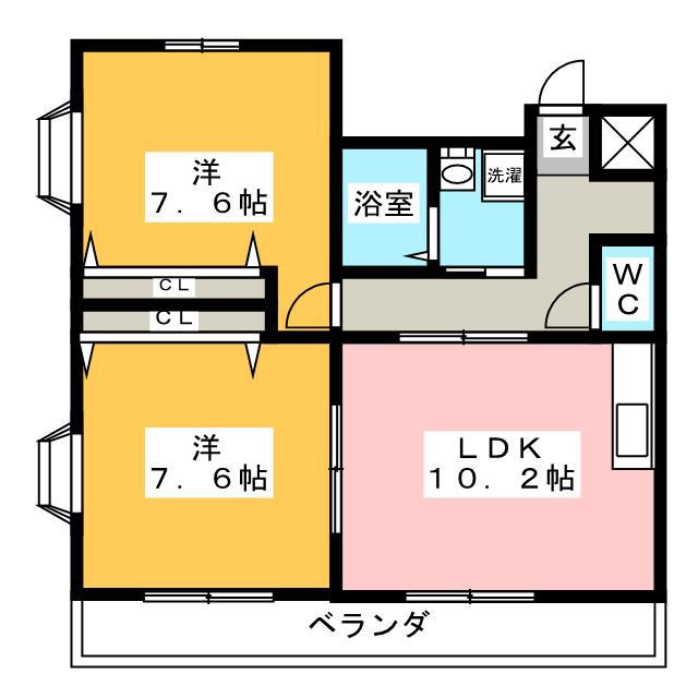 RUNA ROSSA 沼津(2LDK/2階)の間取り写真
