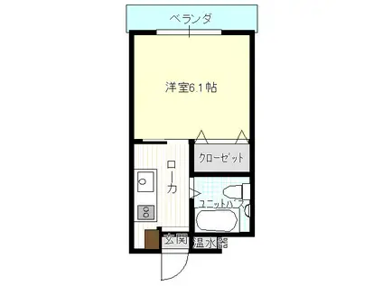 リボン長岡(1K/3階)の間取り写真