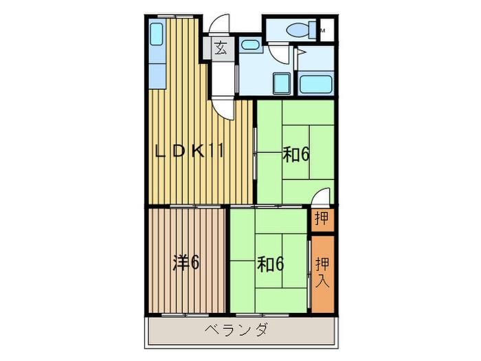 エクセルハイツ(3LDK/4階)の間取り写真