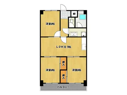 ハイツシーサイドI(3LDK/1階)の間取り写真