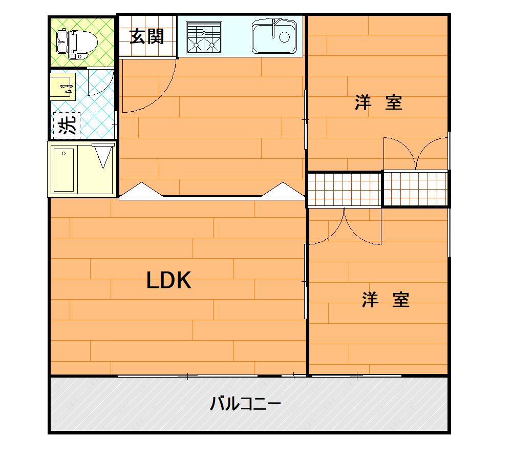 オアシス(2LDK/2階)の間取り写真