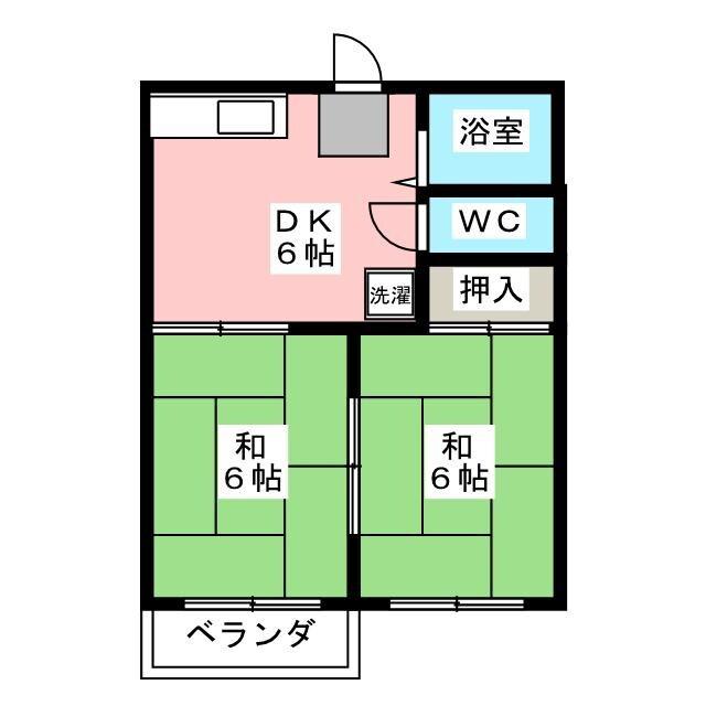 コンシェール大岩(2DK/2階)の間取り写真