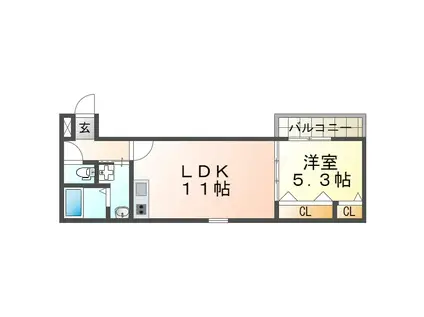 フジパレス武庫之荘駅北III番館(1LDK/1階)の間取り写真