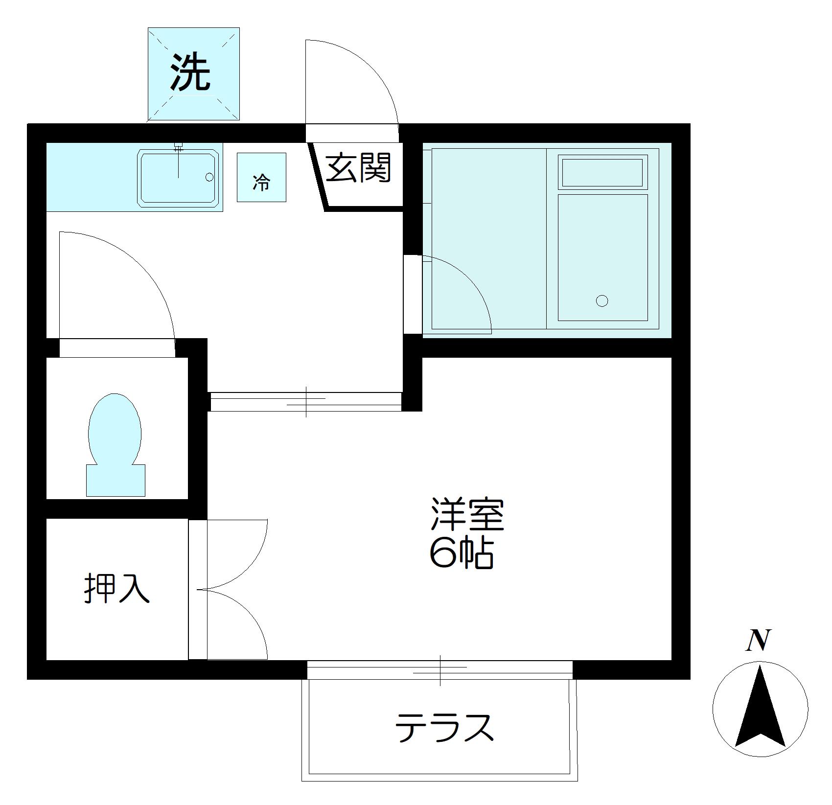 ハイツ自由ヶ丘(1K/1階)の間取り写真