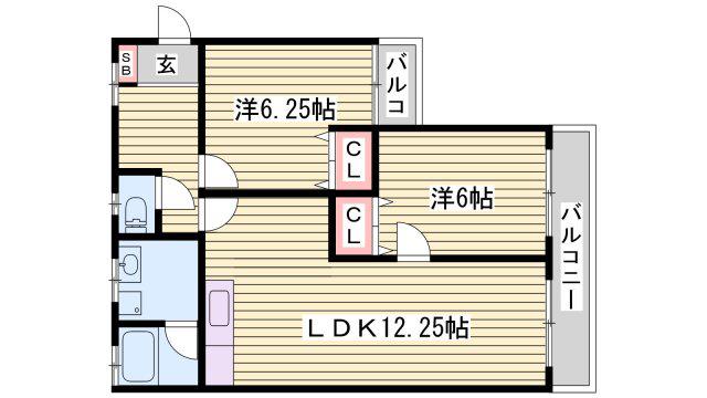 メゾン八代(2LDK/2階)の間取り写真
