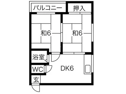プレアール竹渕東(2DK/4階)の間取り写真