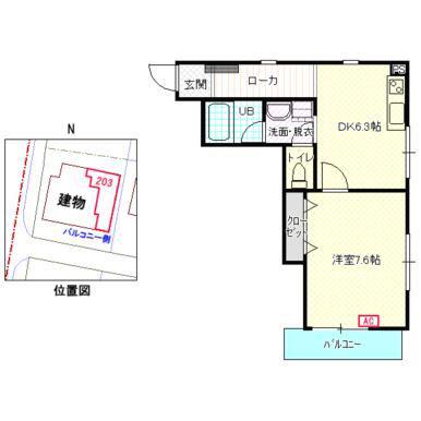 セイントワークス(1DK/2階)の間取り写真