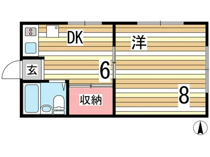 石田文化(1DK/2階)の間取り写真