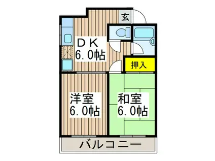 コーポリカⅡ(2DK/3階)の間取り写真