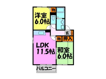 ウイング多田(2LDK/1階)の間取り写真