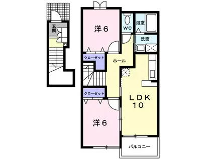 ヴィオラレジデンスA(2LDK/2階)の間取り写真