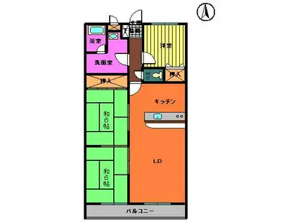 レジデンス八幡(3LDK/4階)の間取り写真