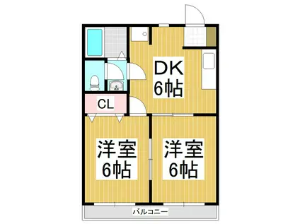 AIマンション豊科(2DK/1階)の間取り写真