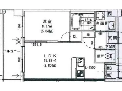 第42川崎ビル(1LDK/2階)の間取り写真