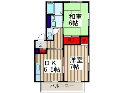 フレンドリー武蔵浦和(2DK/2階)の間取り写真
