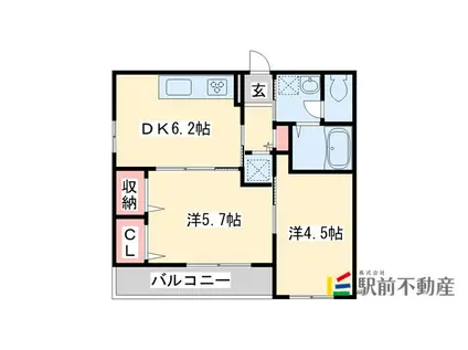 サン穂高(2DK/2階)の間取り写真