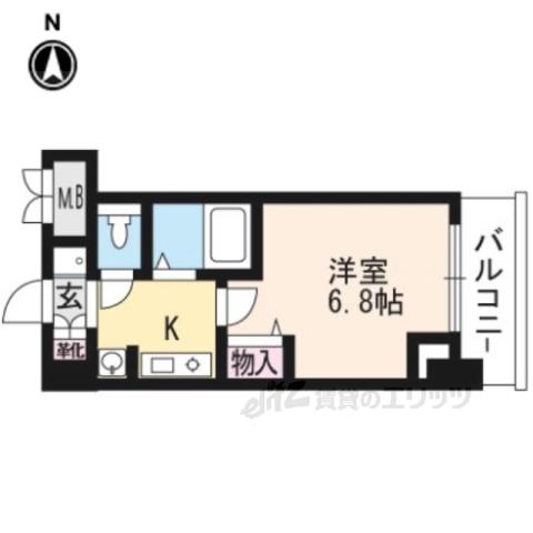ベラジオ河原町御池(1K/6階)の間取り写真