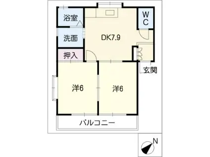 ツインズSUGIURA(2DK/1階)の間取り写真