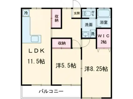 国府台ヒルズ(2LDK/1階)の間取り写真