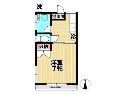 ガーデンハイム(1K/1階)の間取り写真