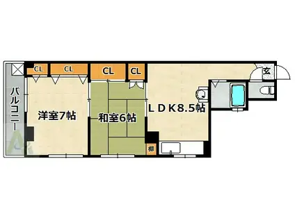 第一赤松ビル(2LDK/4階)の間取り写真