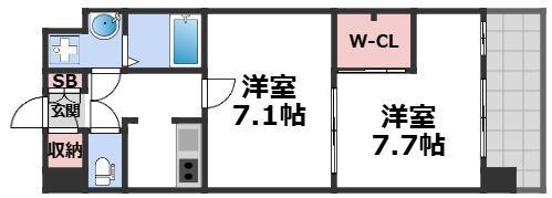 THE MUSIC COURT(2K/7階)の間取り写真