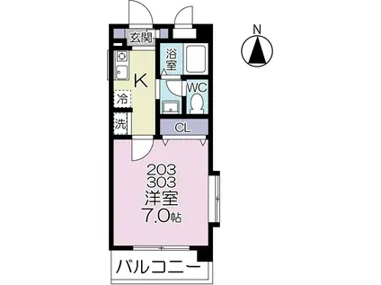 イッツ哲学堂公園(1K/3階)の間取り写真
